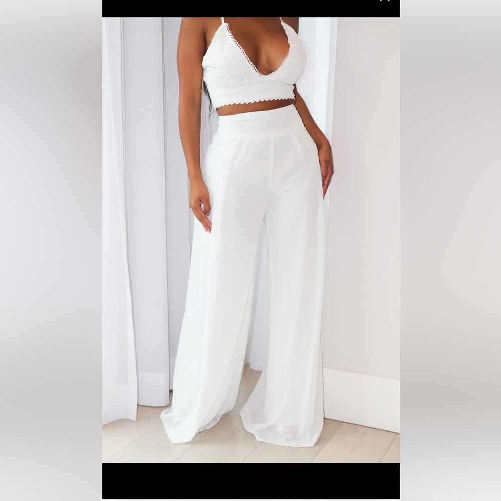 FashionNova- Here To Stay Pant Set - White